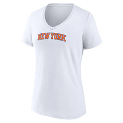 New York Knicks Women's Wordmark Home V-Neck T-Shirt White