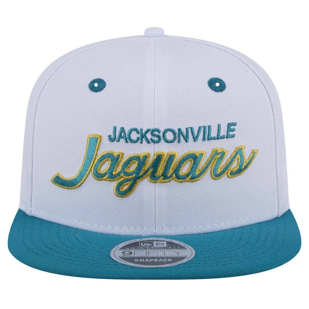 Jacksonville Jaguars New Era Throwback Sparky Original Fit 9FIFTY Snapback Hat - White/Teal Hats