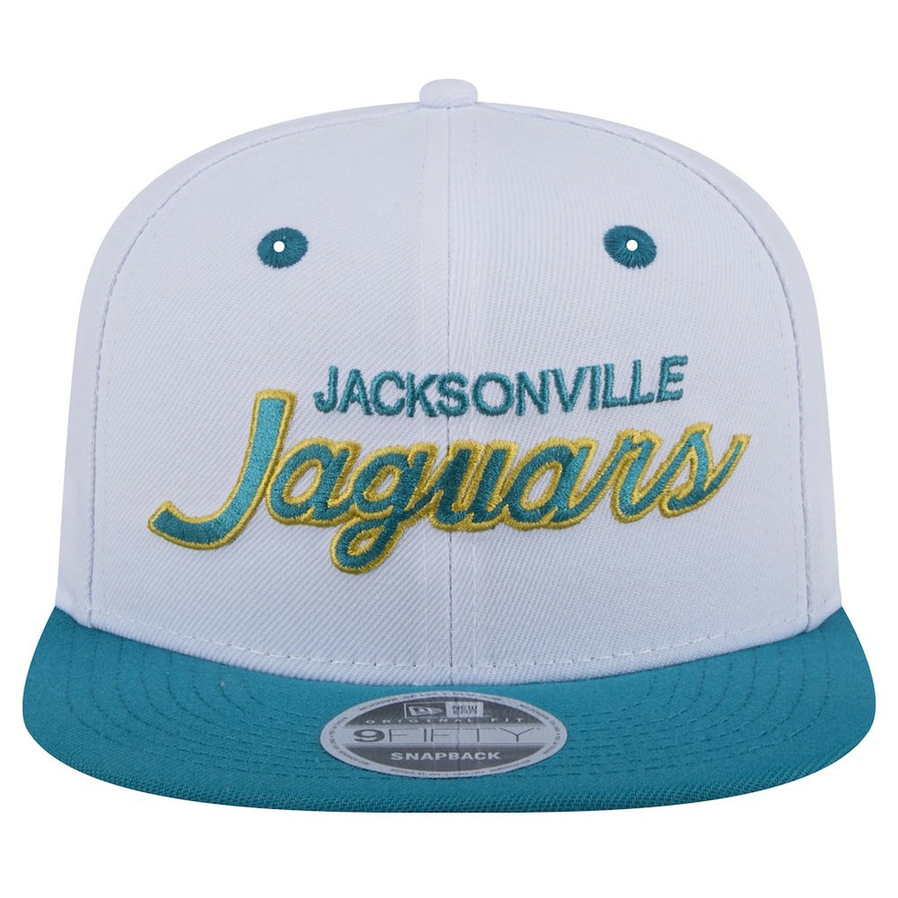Jacksonville Jaguars New Era Throwback Sparky Original Fit 9FIFTY Snapback Hat - White/Teal Hats