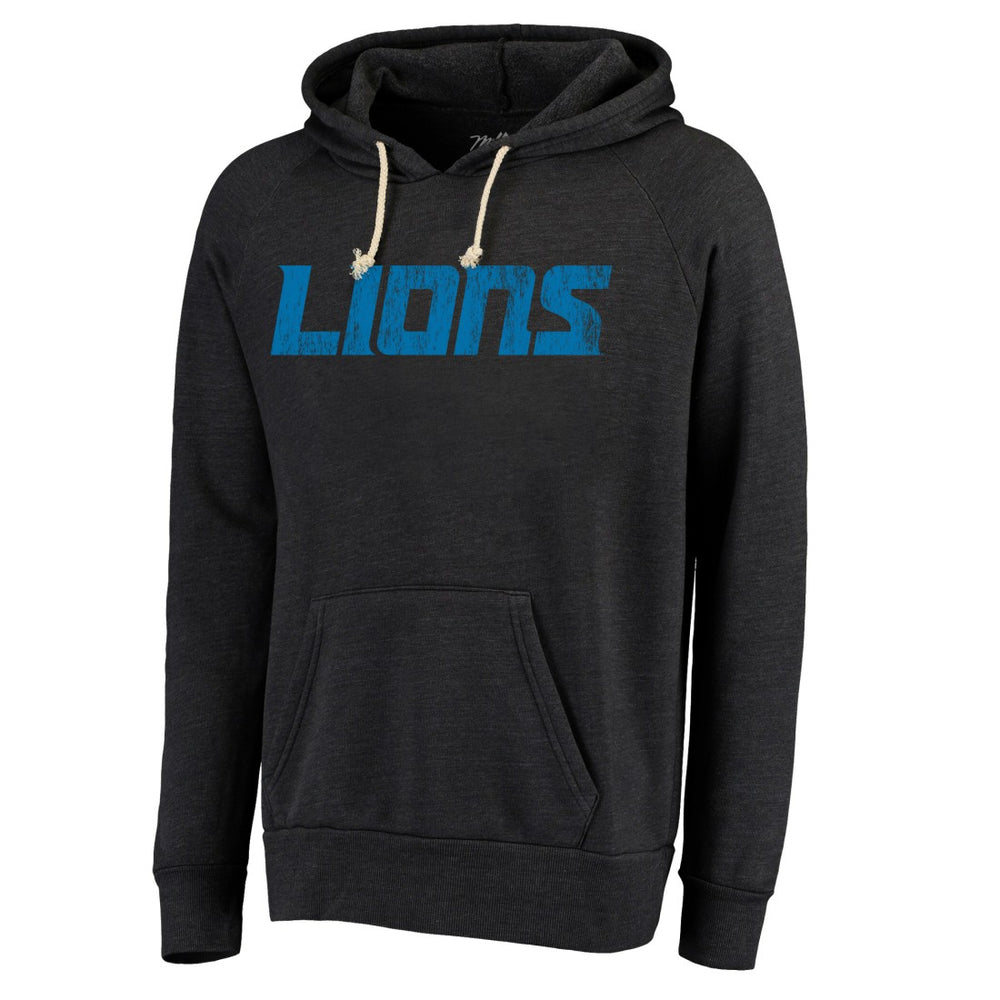 Detroit Lions Majestic Threads Raglan Tri-Blend Pullover Hoodie - Black Hoodies