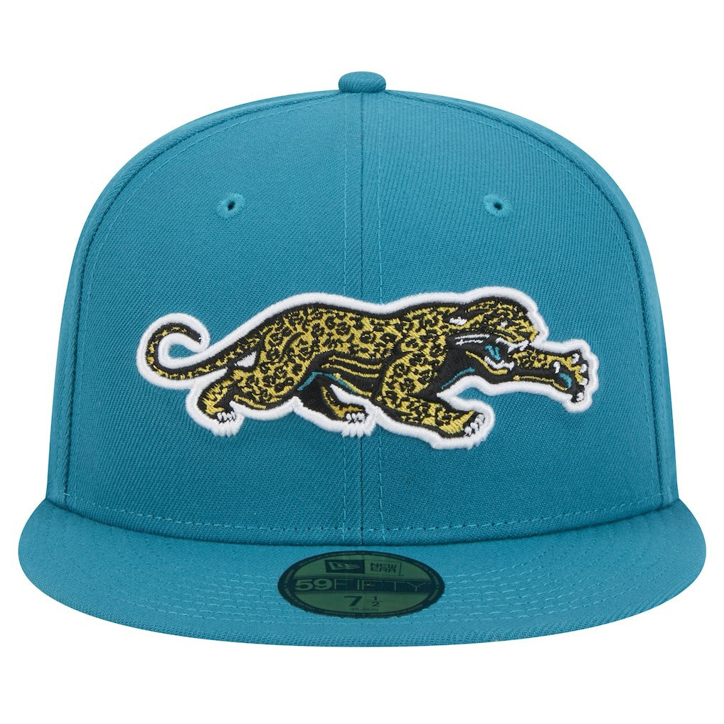 Jacksonville Jaguars New Era Throwback Crawl Omaha 59FIFTY Fitted Hat - Teal Hats