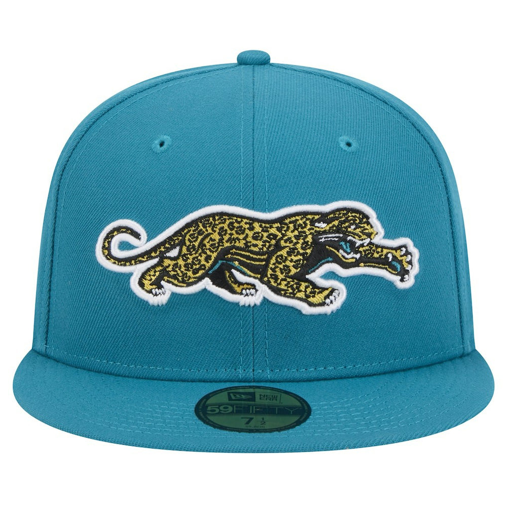 Jacksonville Jaguars New Era Throwback Crawl Omaha 59FIFTY Fitted Hat - Teal Hats