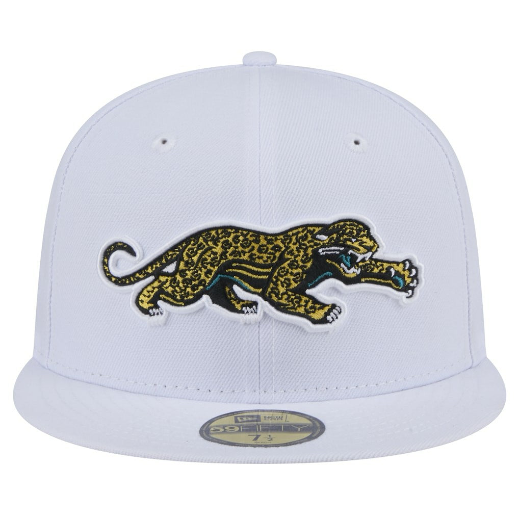 Jacksonville Jaguars New Era Throwback Crawl Omaha 59FIFTY Fitted Hat - White Hats