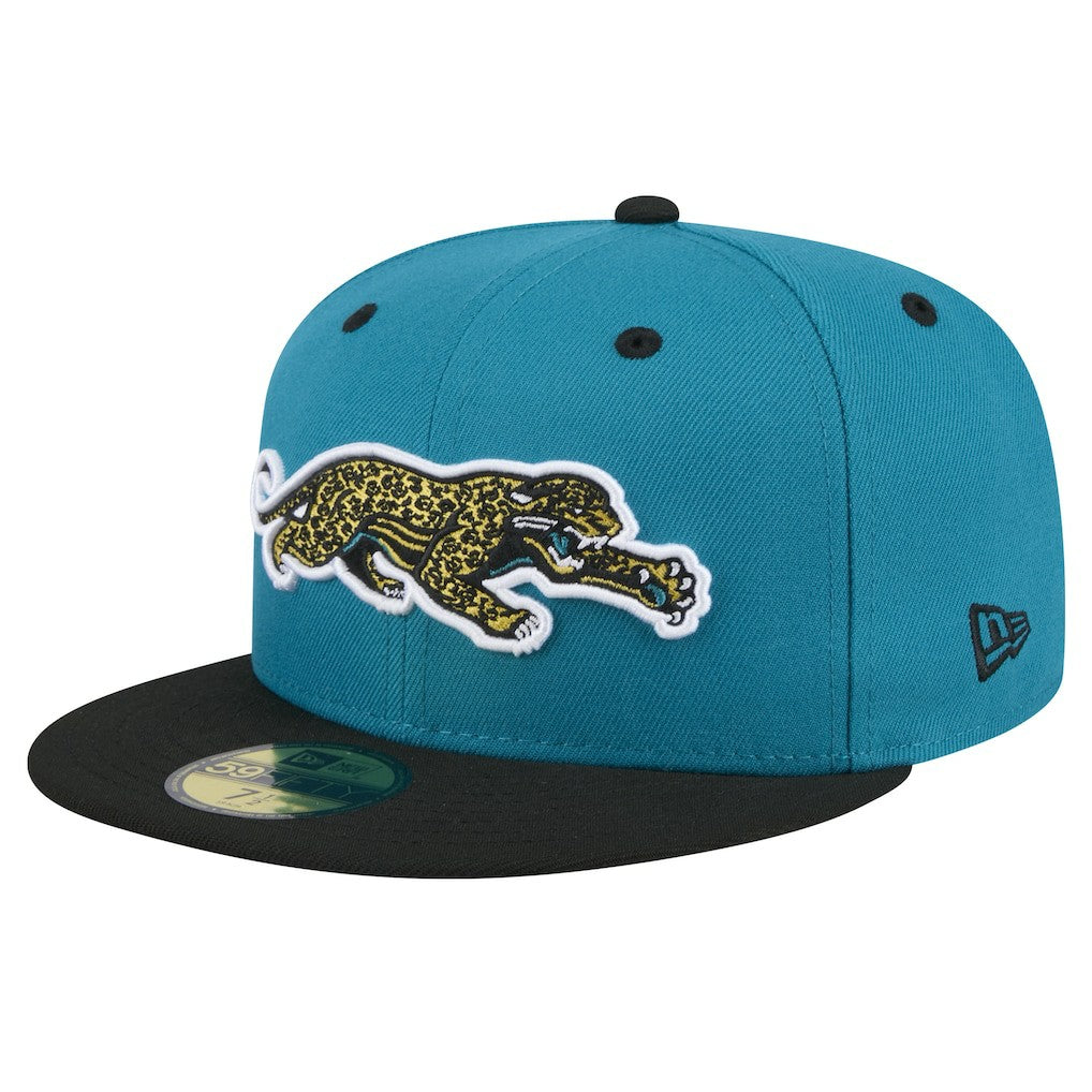 Jacksonville Jaguars New Era Throwback Crawl Flipside Two-Tone 59FIFTY Fitted Hat - Teal/Black Hats