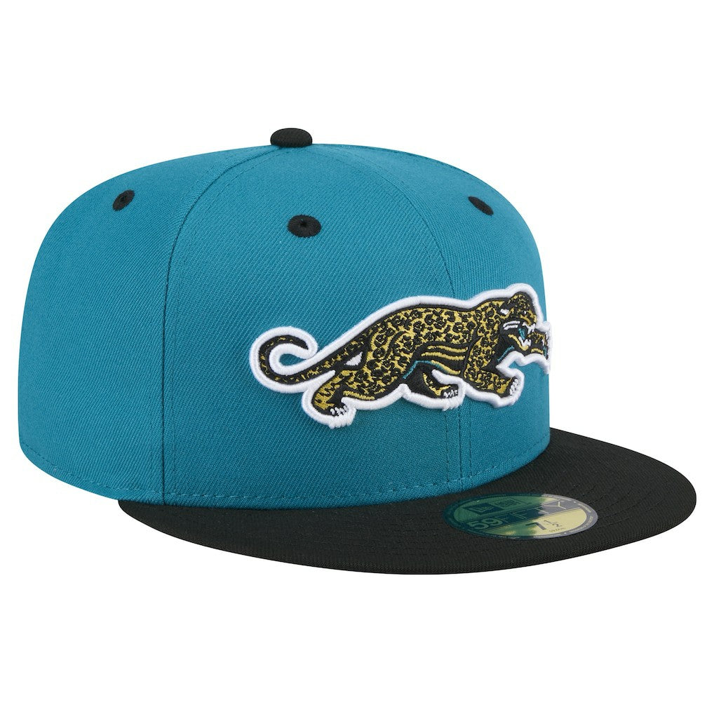 Jacksonville Jaguars New Era Throwback Crawl Flipside Two-Tone 59FIFTY Fitted Hat - Teal/Black Hats