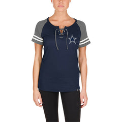 Dallas Cowboys New Era Women's Lace-Up Raglan T-Shirt - Navy T-shirts