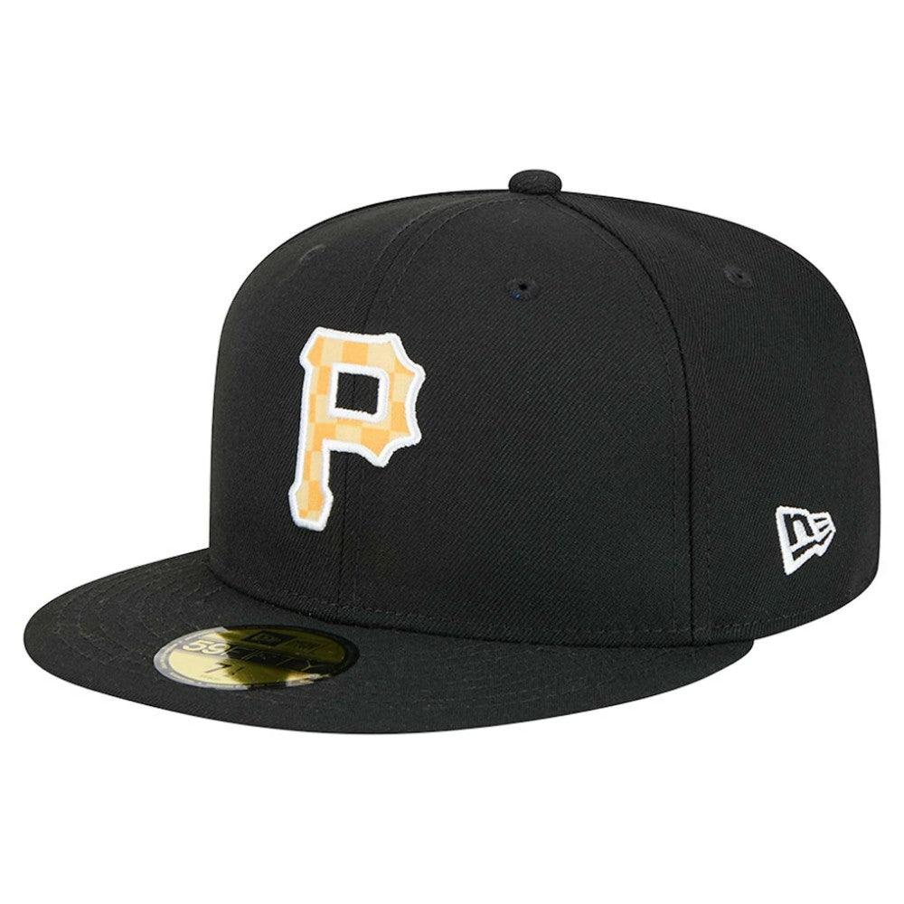 Pittsburgh Pirates New Era Checkered Undervisor 59FIFTY Fitted Hat - Black Hats