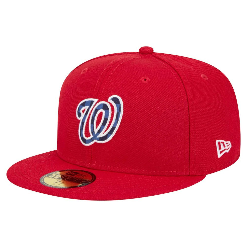 Washington Nationals New Era Checkered Undervisor 59FIFTY Fitted Hat - Red Hats