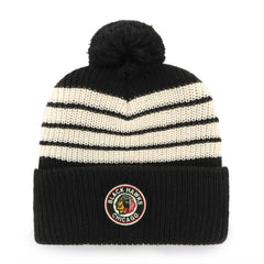Chicago Blackhawks '47 Old Time Hockey Barn Cuffed Knit Hat with Pom - Black | US 201534449