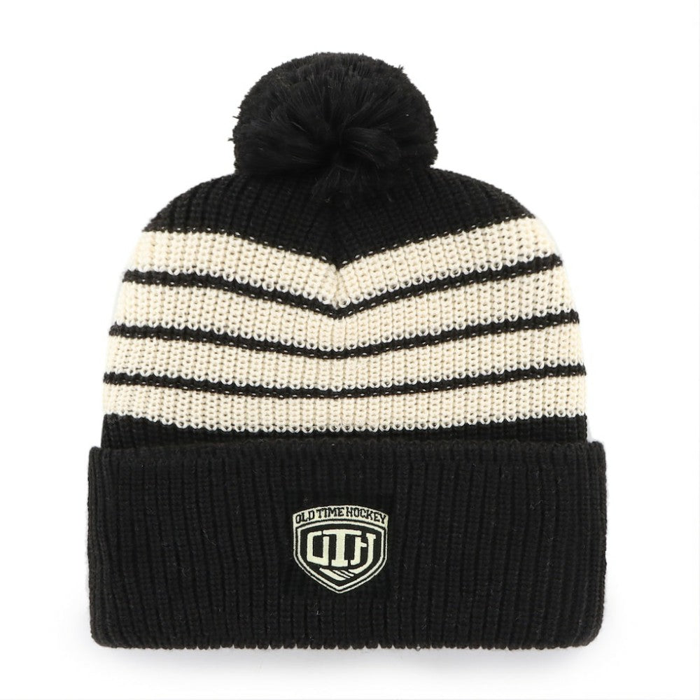 Chicago Blackhawks '47 Old Time Hockey Barn Cuffed Knit Hat with Pom - Black | US 201534449