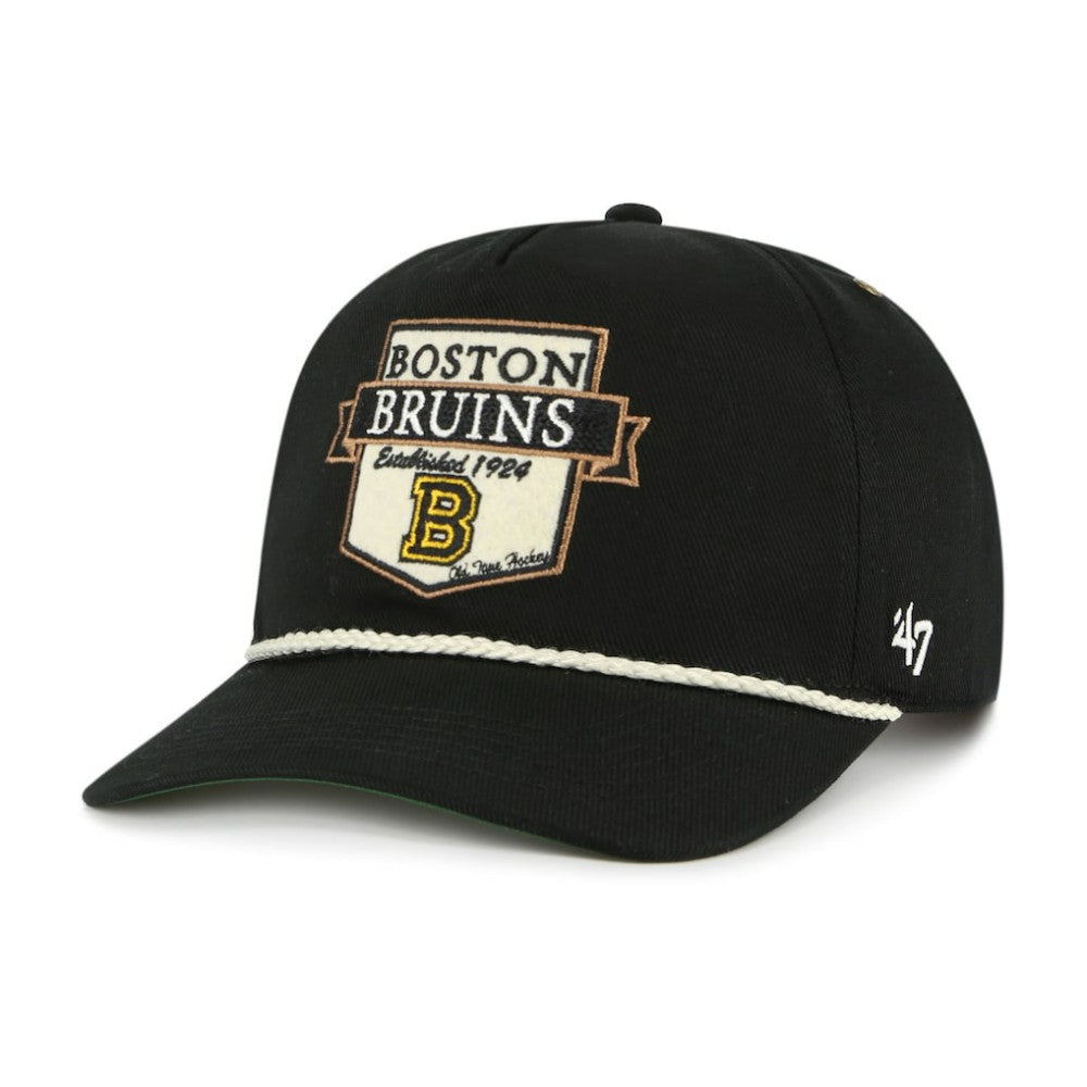 Boston Bruins '47 Old Time Hockey Rafter Sure Shot Hitch Adjustable Hat - Black | US 201534456