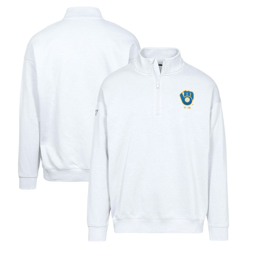 Milwaukee Brewers Levelwear Murray Core Logo Quarter-Zip Pullover Top - White Pullover