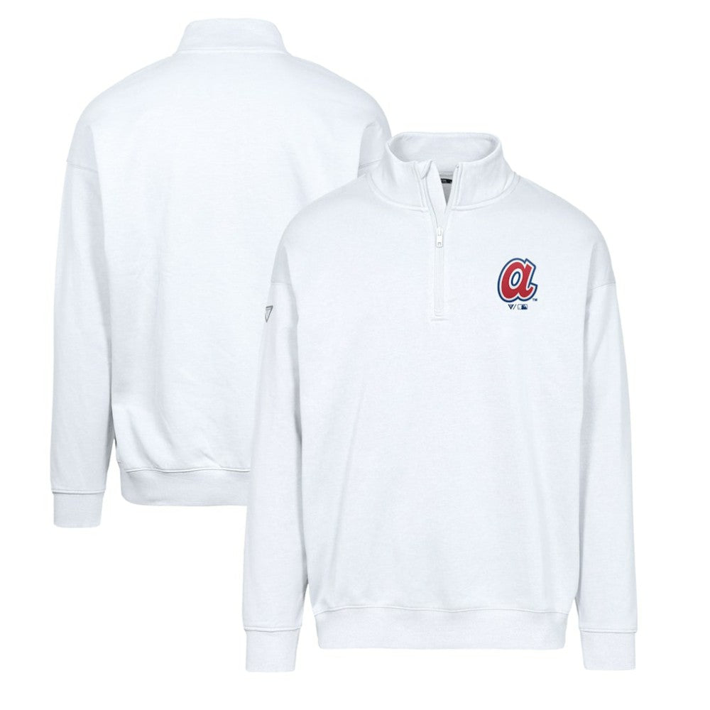 Atlanta Braves Levelwear Murray Core Logo Quarter-Zip Pullover Top - White Pullover
