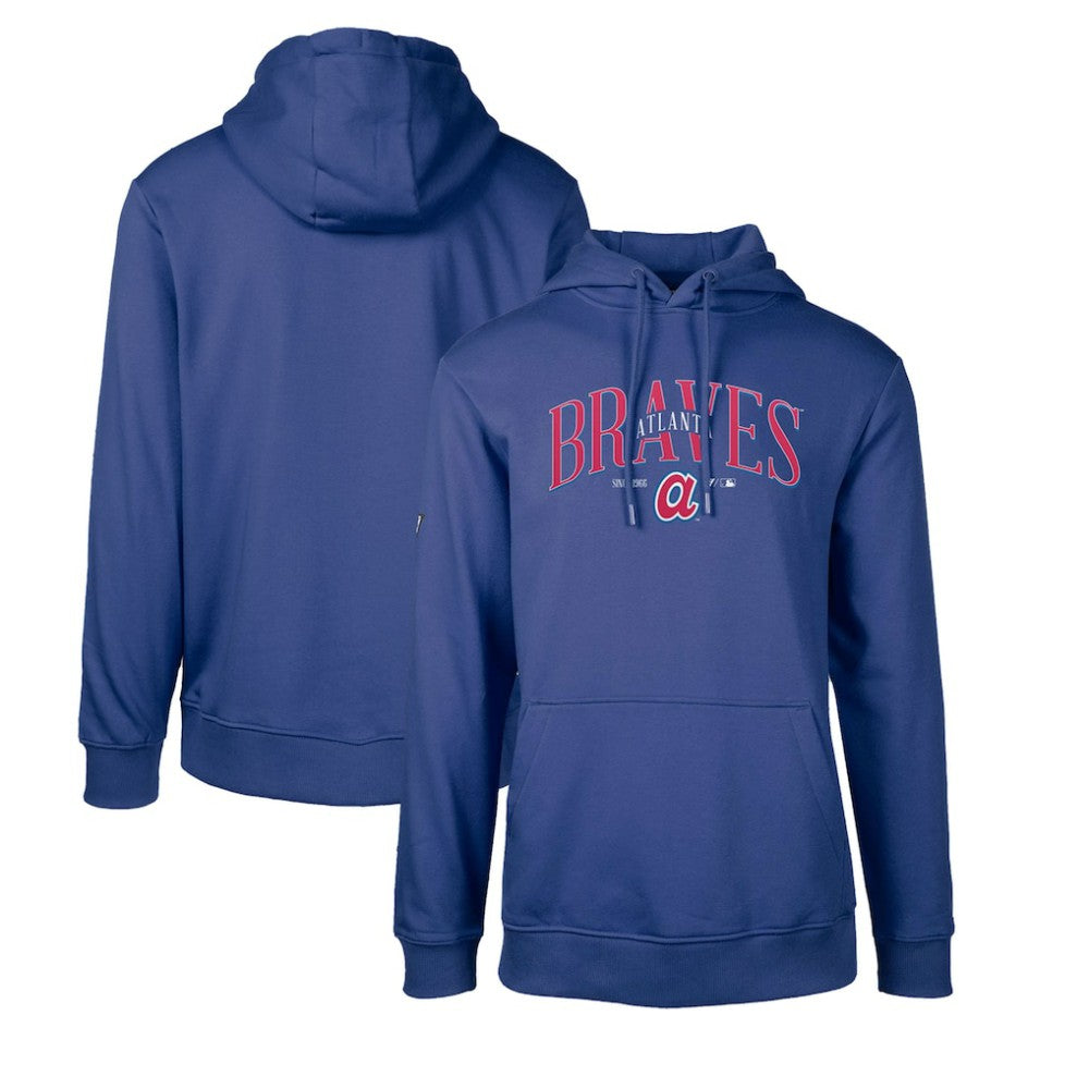Atlanta Braves Levelwear Cooperstown Collection Podium Retro Spellout Pullover Hoodie - Royal Hoodies