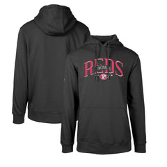Cincinnati Reds Levelwear Cooperstown Collection Podium Retro Spellout Pullover Hoodie - Black Hoodies