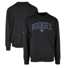 Colorado Rockies Levelwear Zane Cooperstown Collection Retro Spellout Pullover Sweatshirt - Black Pullover