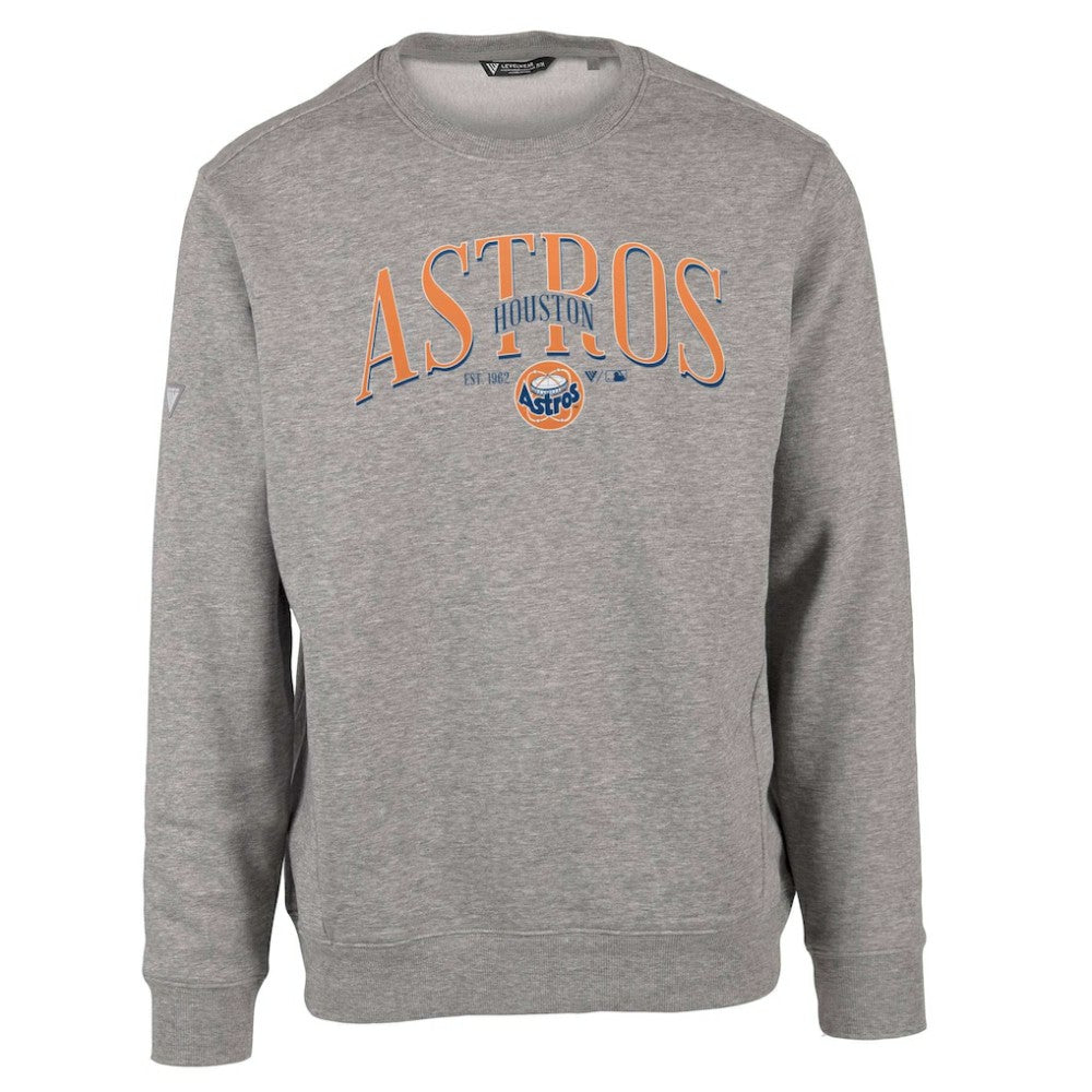 Houston Astros Levelwear Zane Cooperstown Collection Retro Spellout Pullover Sweatshirt - Gray Pullover