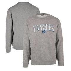 New York Yankees Levelwear Zane Cooperstown Collection Retro Spellout Pullover Sweatshirt - Gray Pullover