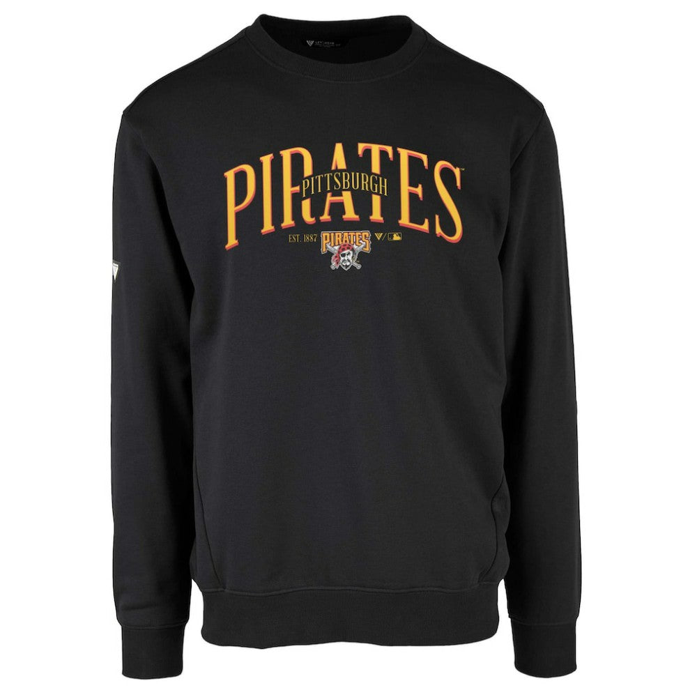 Pittsburgh Pirates Levelwear Zane Cooperstown Collection Retro Spellout Pullover Sweatshirt - Black Pullover