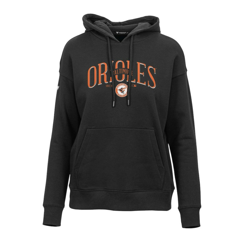 Baltimore Orioles Levelwear Women's Adorn Cooperstown Collection Retro Spellout Pullover Hoodie - Black Hoodies