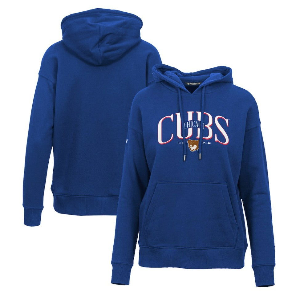 Chicago Cubs Levelwear Women's Adorn Cooperstown Collection Retro Spellout Pullover Hoodie - Royal Hoodies