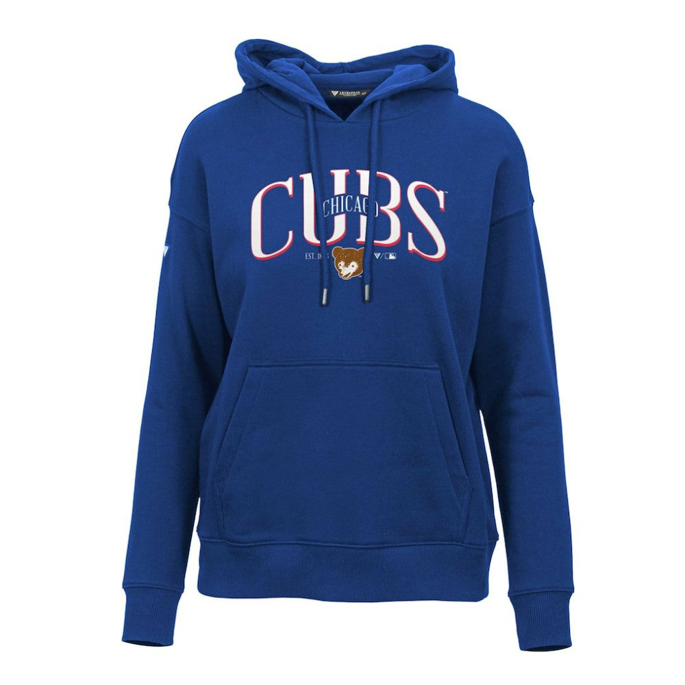 Chicago Cubs Levelwear Women's Adorn Cooperstown Collection Retro Spellout Pullover Hoodie - Royal Hoodies