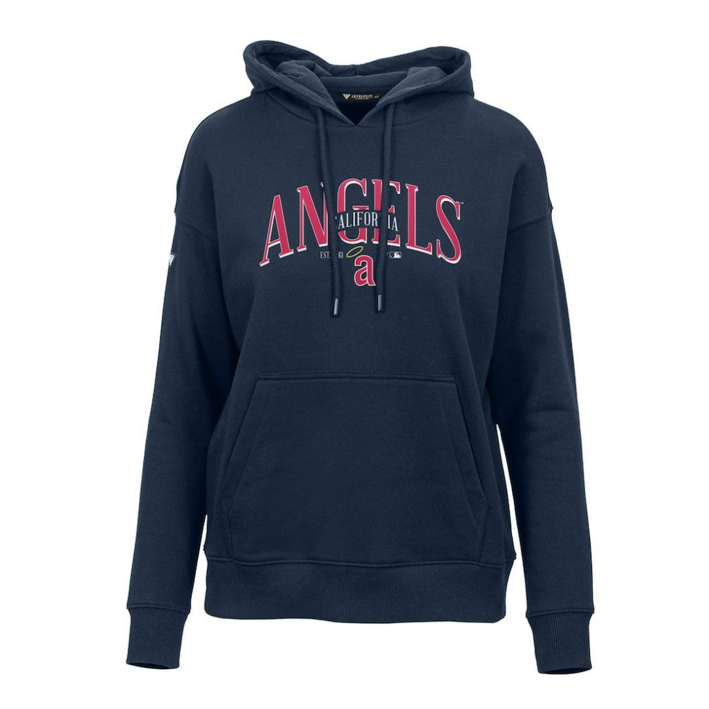 Los Angeles Angels Levelwear Women's Adorn Cooperstown Collection Retro Spellout Pullover Hoodie - Navy Hoodies