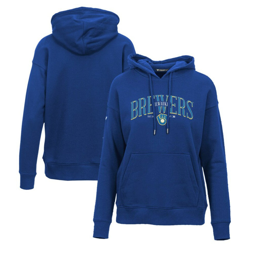 Milwaukee Brewers Levelwear Women's Adorn Cooperstown Collection Retro Spellout Pullover Hoodie - Royal Hoodies