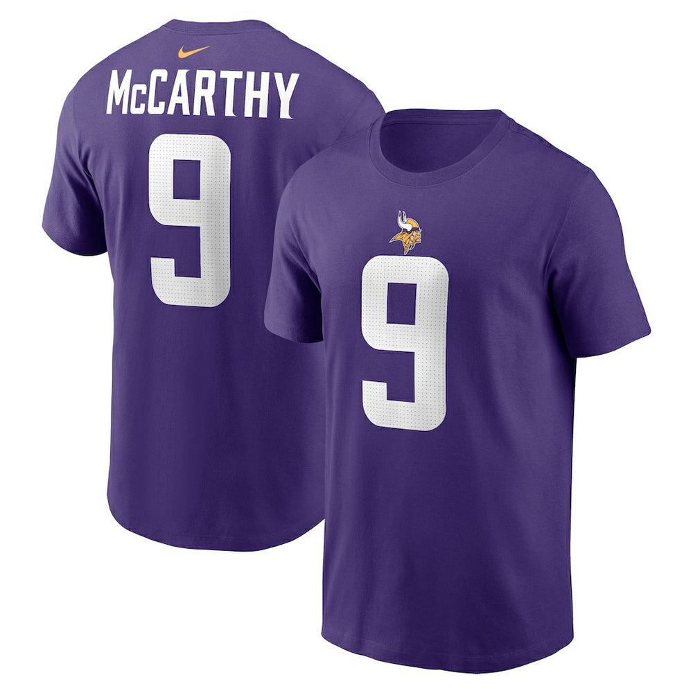 J.J. McCarthy Minnesota Vikings Name & Number T-Shirt - Purple T-shirts