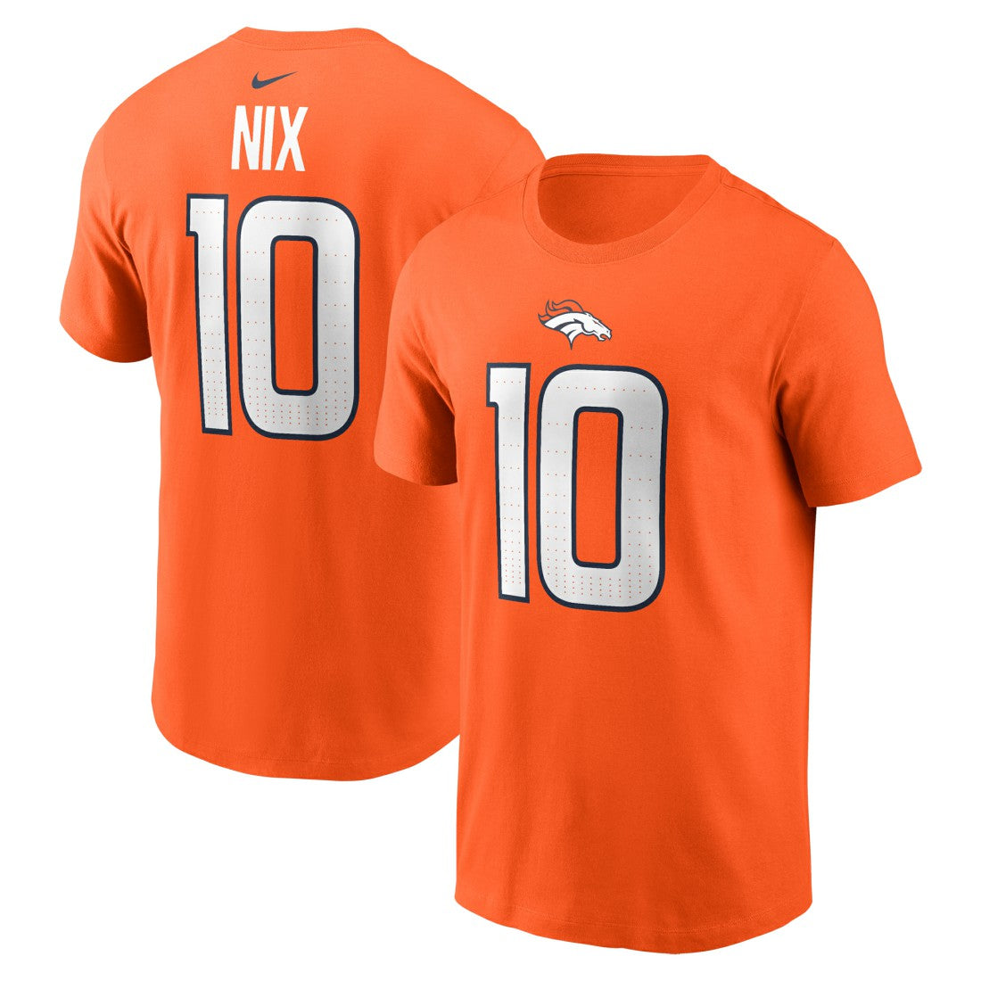 Bo Nix Denver Broncos Name & Number T-Shirt - Orange T-shirts