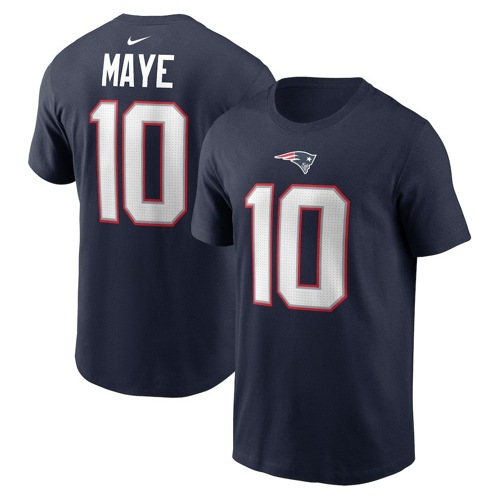 Drake Maye New England Patriots Name & Number T-Shirt - Navy T-shirts