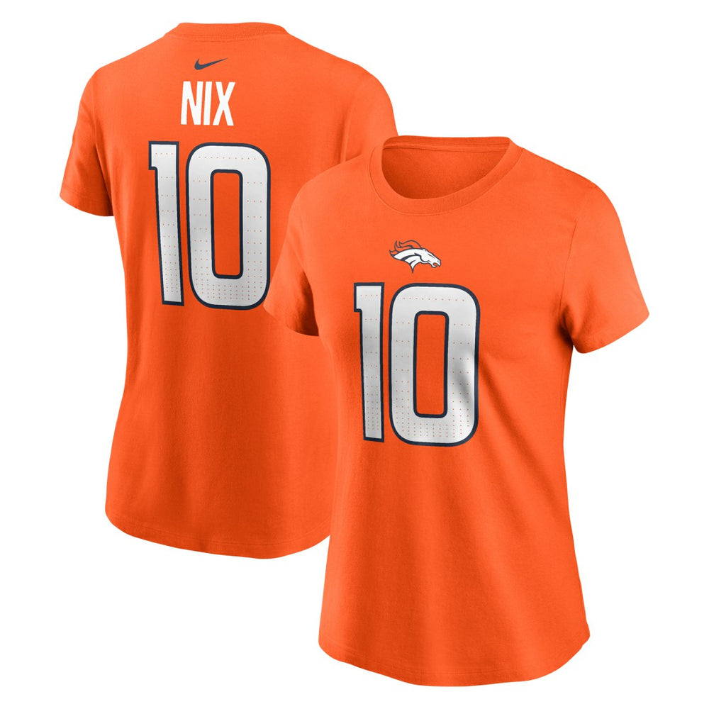 Bo Nix Denver Broncos Women's Name & Number T-Shirt - Orange T-shirts