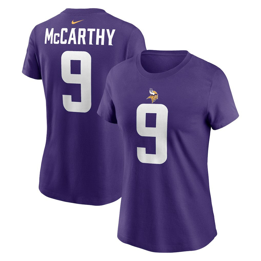 J.J. McCarthy Minnesota Vikings Women's Name & Number T-Shirt - Purple T-shirts