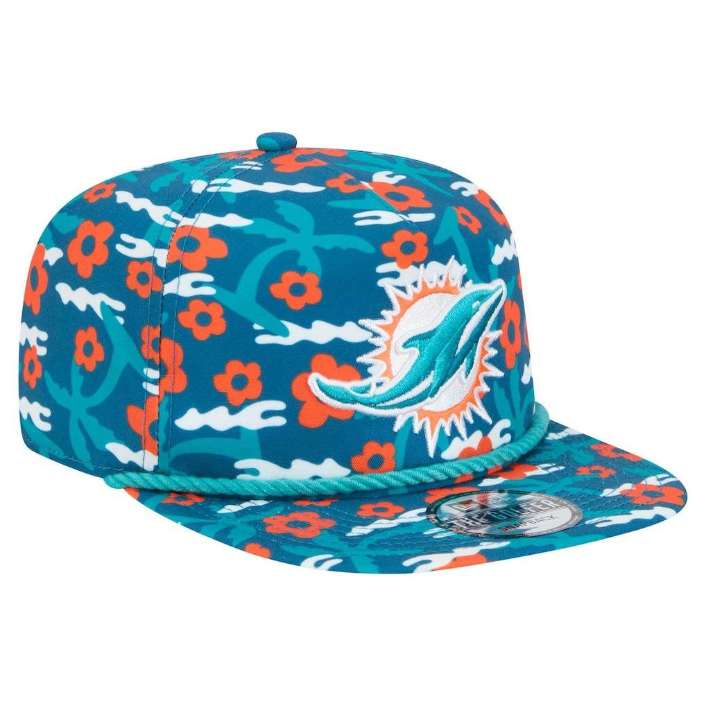 Miami Dolphins New Era Wakey Wakey Golfer Snapback Hat - Aqua Hats
