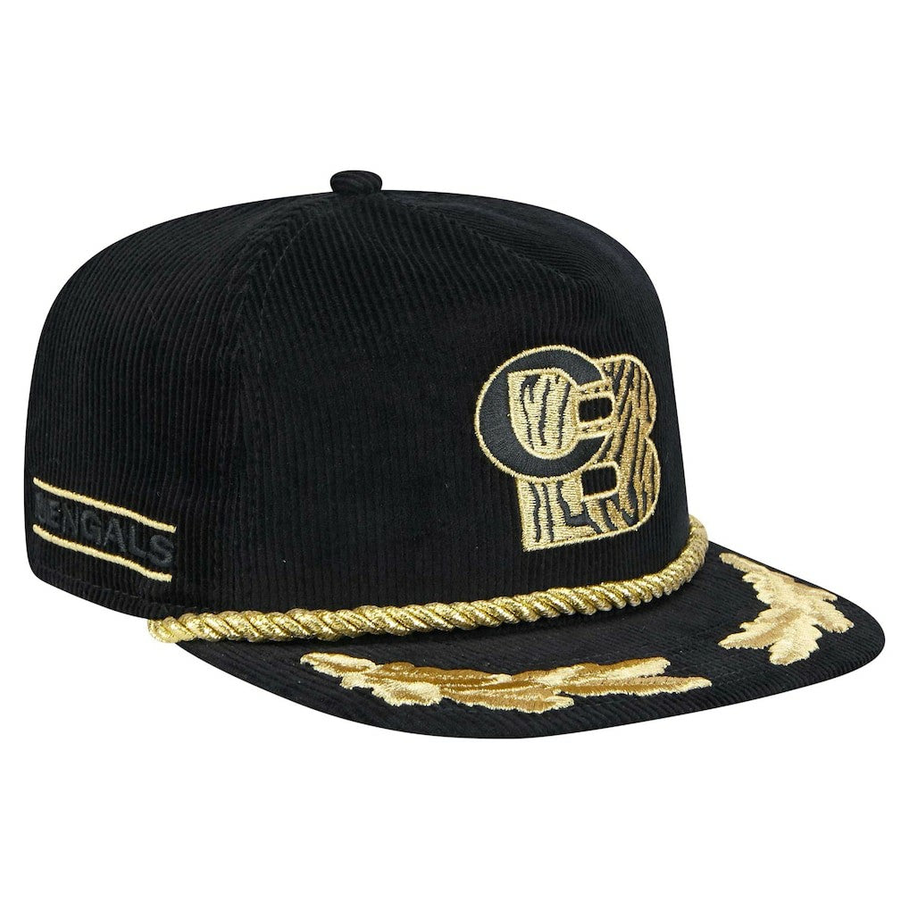 Cincinnati Bengals New Era City Originals Corduroy Skipper Golfer Snapback Hat - Black Hats