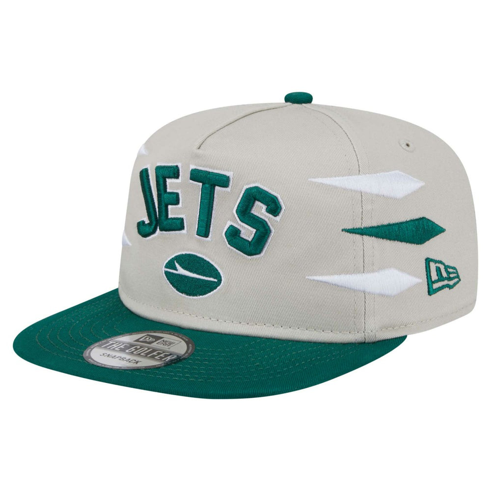 New York Jets New Era Athletic Golfer Snapback Hat - Stone/Green Hats