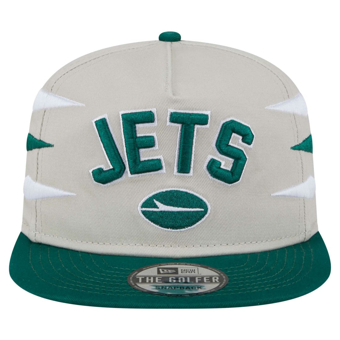 New York Jets New Era Athletic Golfer Snapback Hat - Stone/Green Hats