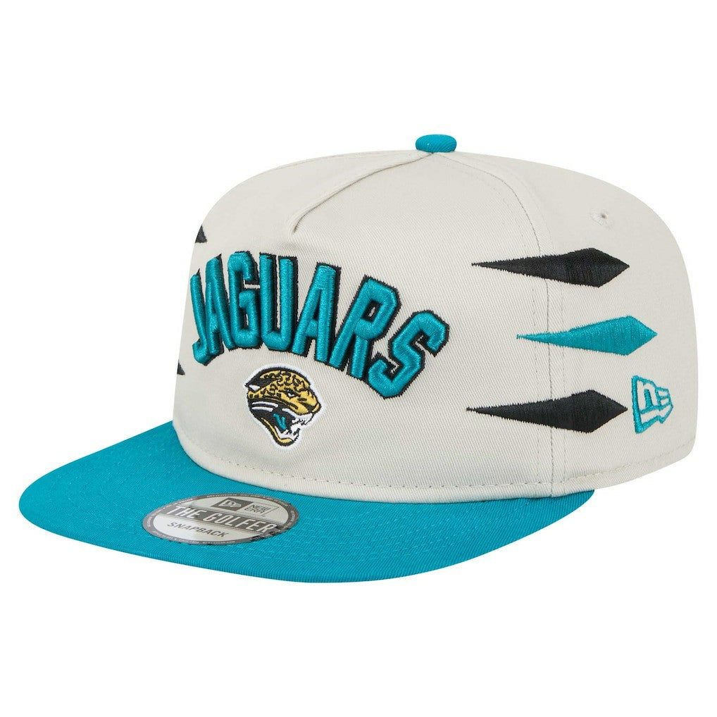 Jacksonville Jaguars New Era Athletic Golfer Snapback Hat - Stone/Teal Hats