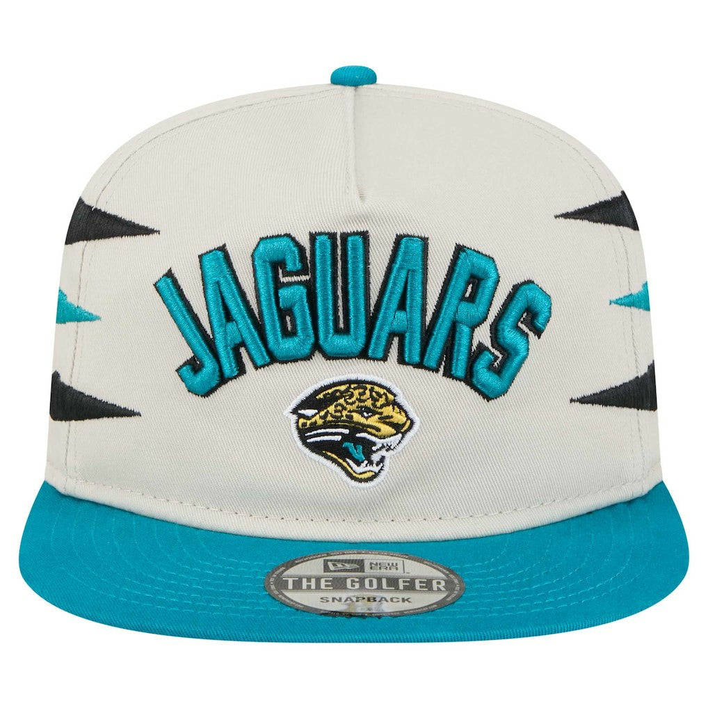 Jacksonville Jaguars New Era Athletic Golfer Snapback Hat - Stone/Teal Hats