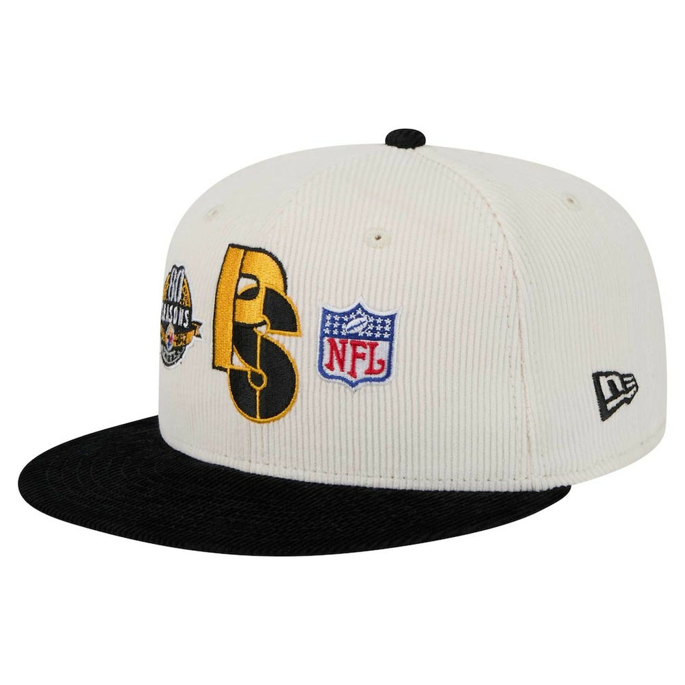 Pittsburgh Steelers New Era Corduroy 59FIFTY Fitted Hat - Cream/Black Hats