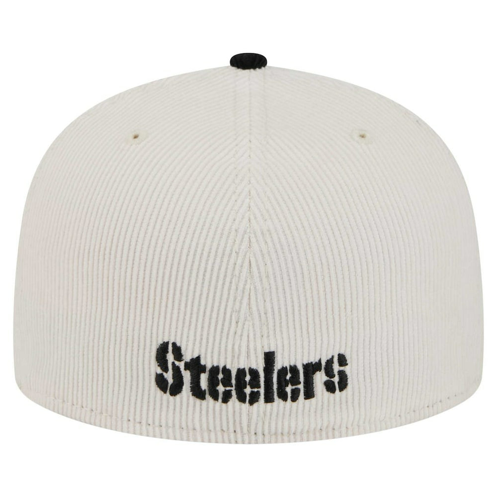 Pittsburgh Steelers New Era Corduroy 59FIFTY Fitted Hat - Cream/Black Hats