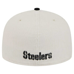 Pittsburgh Steelers New Era Corduroy 59FIFTY Fitted Hat - Cream/Black Hats
