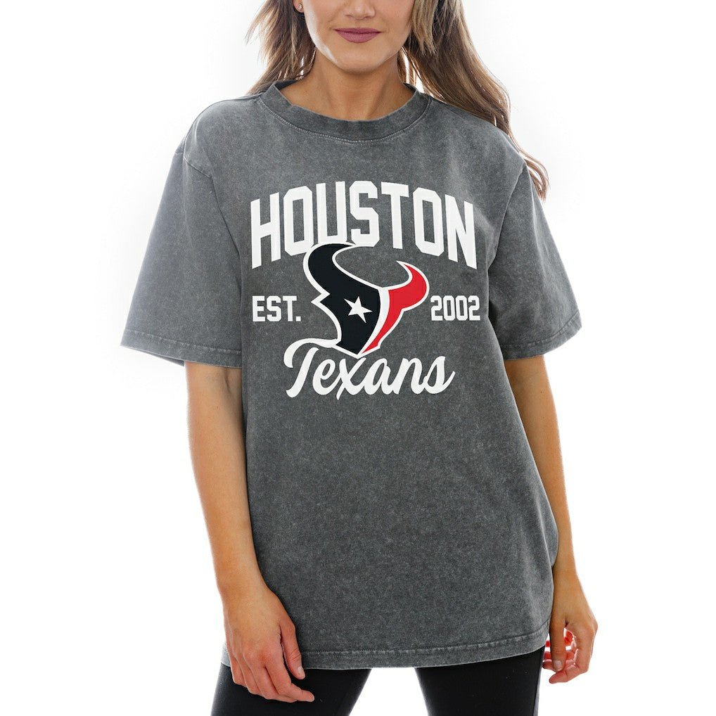 Houston Texans Gameday Couture Women's Tackle Titan Relaxed Fit T-Shirt - Gray T-shirts