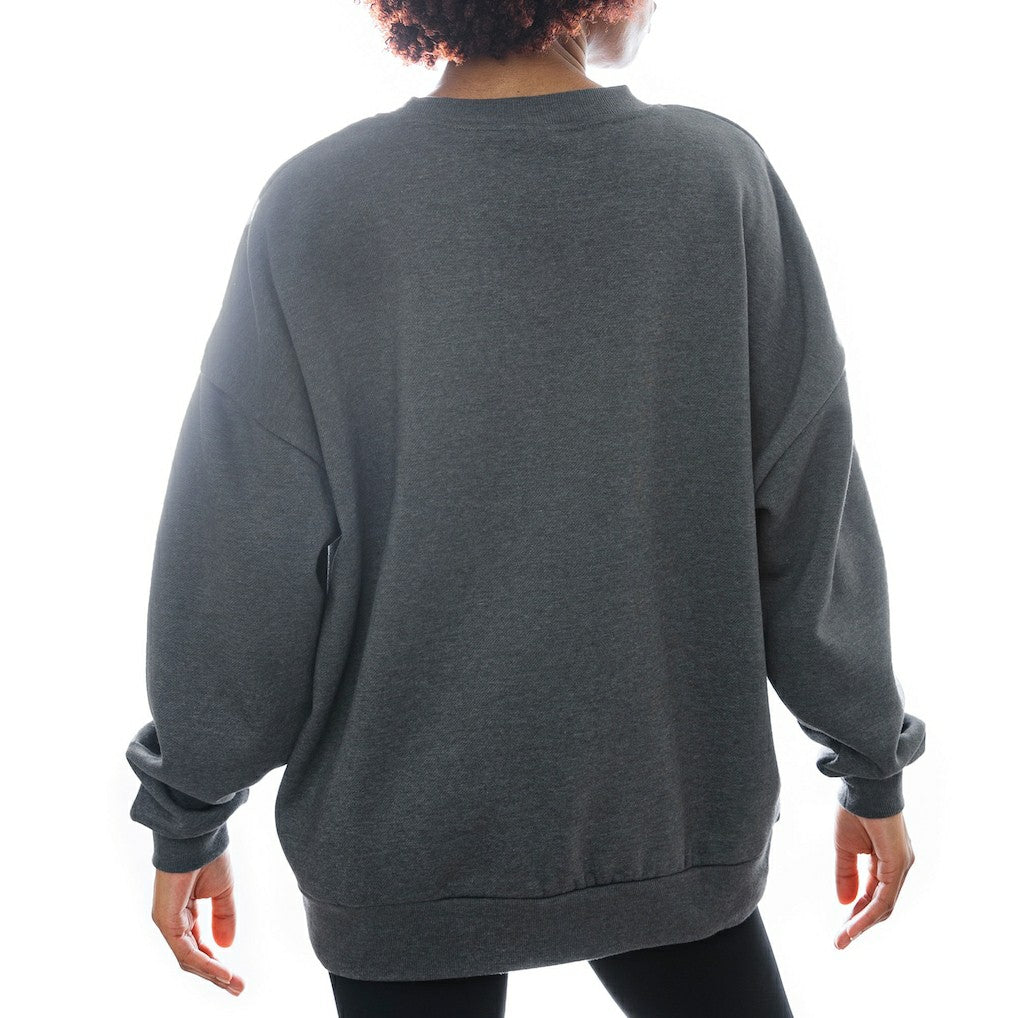 New York Jets Gameday Couture Women's Oversized Long Weekend Premium Fleece Drop Shoulder Pullover Sweatshirt - Charcoal Pullover