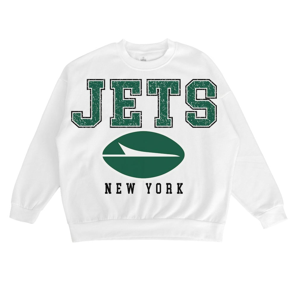 New York Jets Gameday Couture Women's Sunday Drives Oversized Crewneck Pullover Sweatshirt - White Pullover