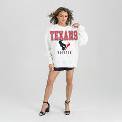 Houston Texans Gameday Couture Women's Sunday Drives Oversized Crewneck Pullover Sweatshirt - White Pullover