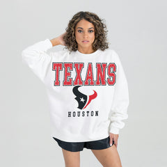 Houston Texans Gameday Couture Women's Sunday Drives Oversized Crewneck Pullover Sweatshirt - White Pullover