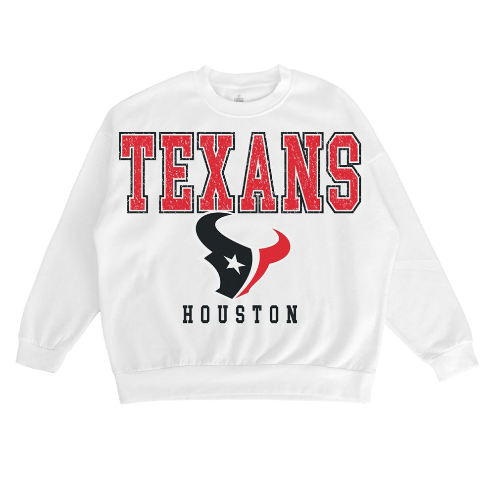 Houston Texans Gameday Couture Women's Sunday Drives Oversized Crewneck Pullover Sweatshirt - White Pullover