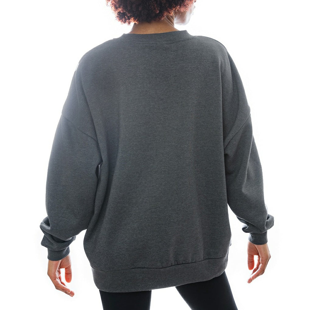 Cleveland Browns Gameday Couture Women's Oversized Long Weekend Premium Fleece Drop Shoulder Pullover Sweatshirt - Charcoal Pullover