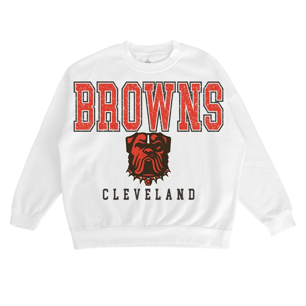Cleveland Browns Gameday Couture Women's Sunday Drives Oversized Pullover Sweatshirt - White Pullover